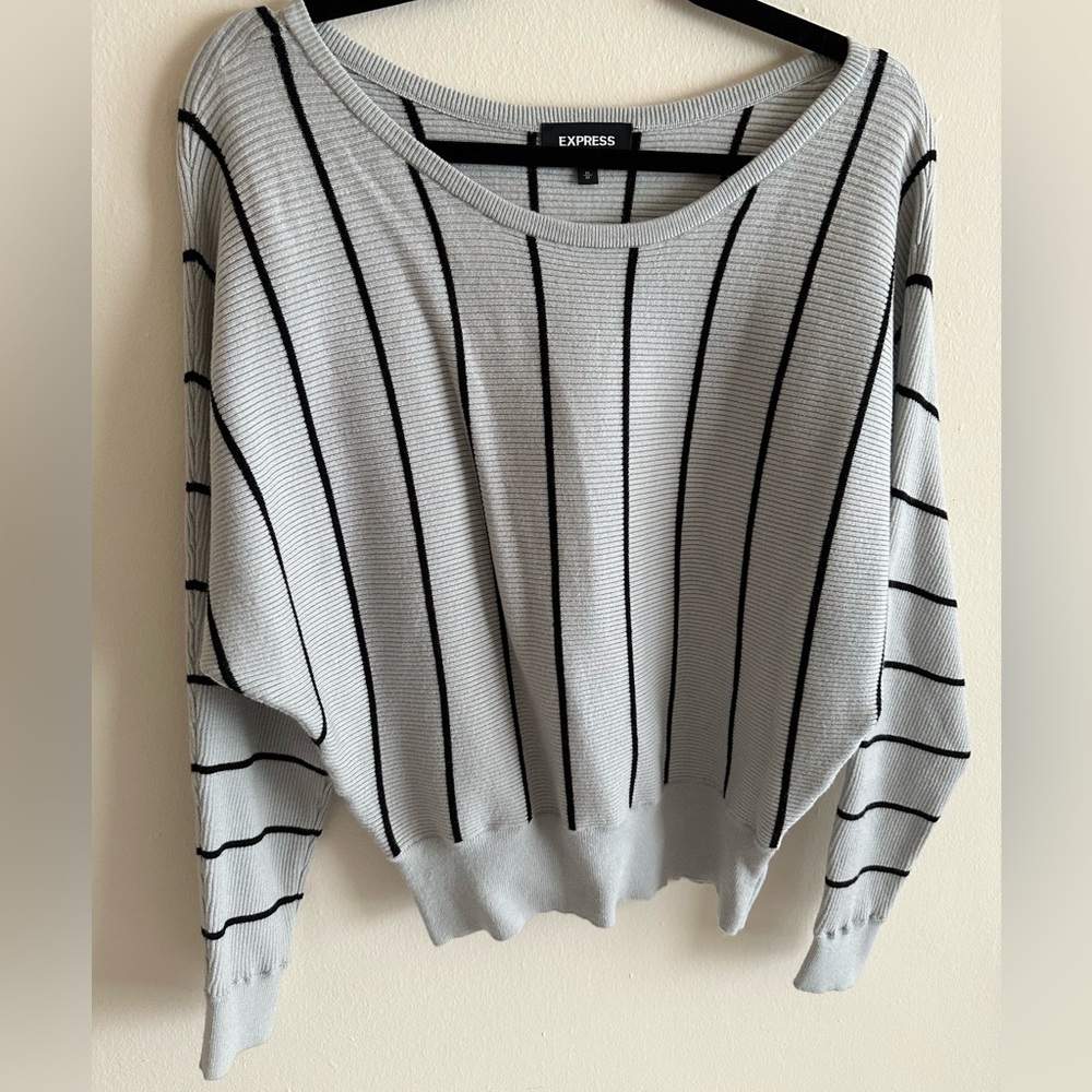 Express Gray Striped Dolman Sweater size M